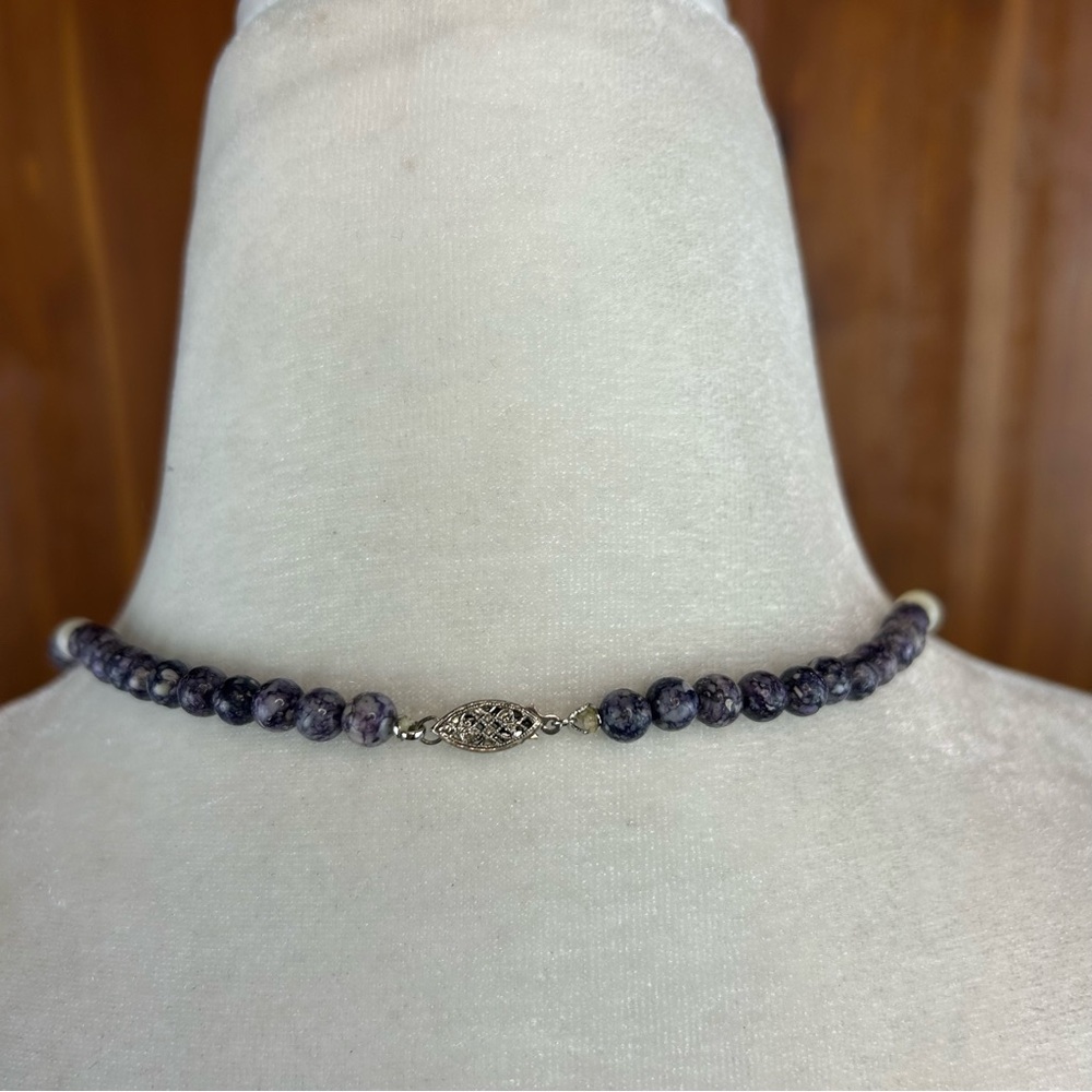 Vintage Tiffany Stone Beaded Utah Stone/Rare Healing Necklace Sterling Silver - Picture 5 of 16